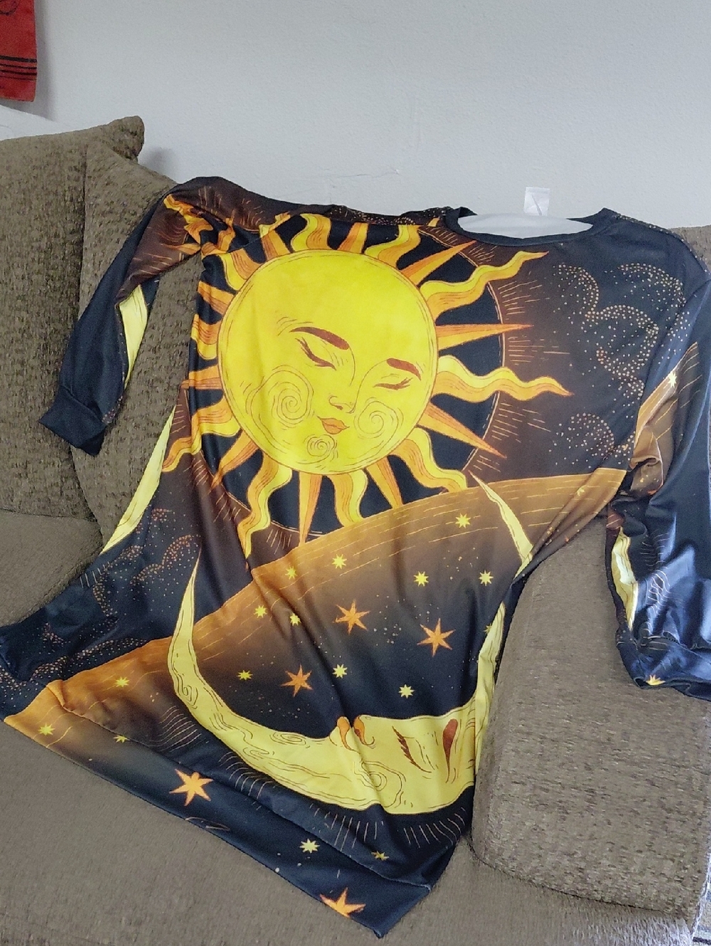 Sun & Moon Long Sleeve  Dress in Yellow and Black